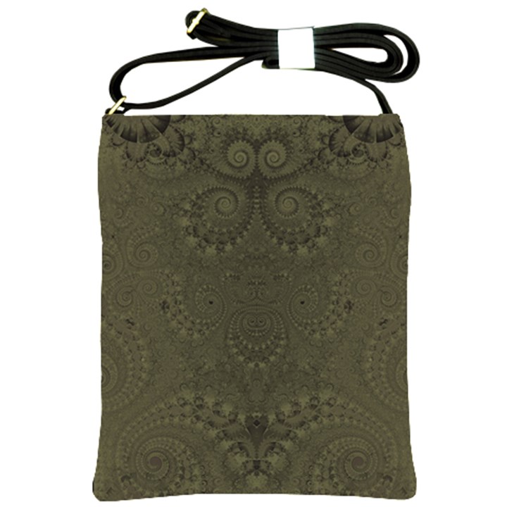 Rustic Green Brown Swirls Shoulder Sling Bag