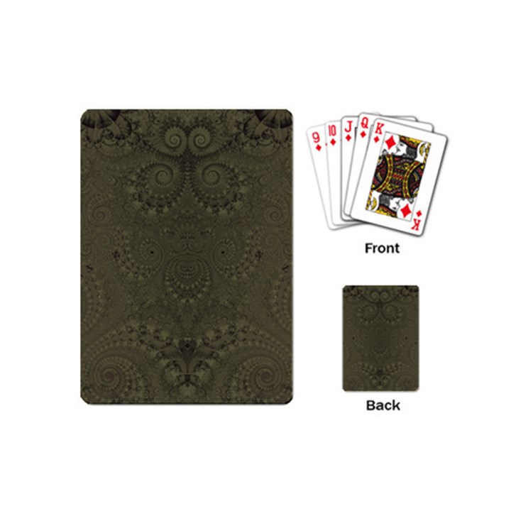 Rustic Green Brown Swirls Playing Cards Single Design (Mini)