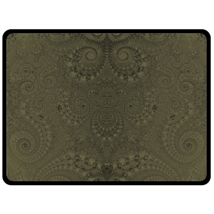 Rustic Green Brown Swirls Double Sided Fleece Blanket (Large) 