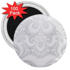 Wedding White Swirls Spirals 3  Magnets (100 Pack) by SpinnyChairDesigns