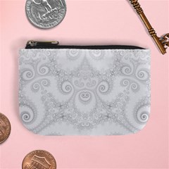 Wedding White Swirls Spirals Mini Coin Purse by SpinnyChairDesigns