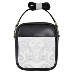 Wedding White Swirls Spirals Girls Sling Bag by SpinnyChairDesigns