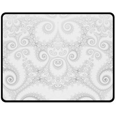 Wedding White Swirls Spirals Fleece Blanket (medium)  by SpinnyChairDesigns