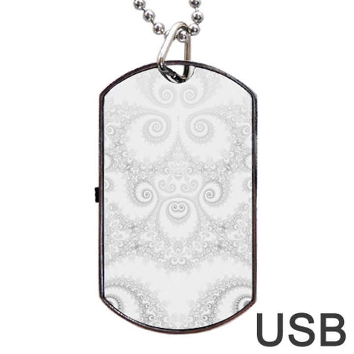 Wedding White Swirls Spirals Dog Tag USB Flash (One Side)