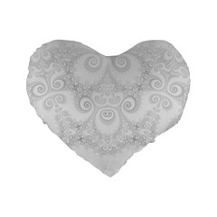 Wedding White Swirls Spirals Standard 16  Premium Heart Shape Cushions by SpinnyChairDesigns