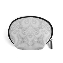 Wedding White Swirls Spirals Accessory Pouch (small) by SpinnyChairDesigns