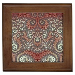 Red And White Color Swirls Framed Tile by SpinnyChairDesigns