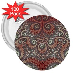 Red And White Color Swirls 3  Buttons (100 Pack)  by SpinnyChairDesigns