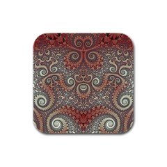 Red And White Color Swirls Rubber Square Coaster (4 Pack)  by SpinnyChairDesigns