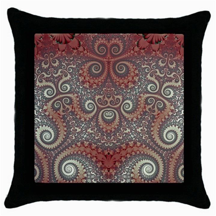 Red and White Color Swirls Throw Pillow Case (Black)