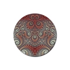 Red And White Color Swirls Rubber Round Coaster (4 Pack)  by SpinnyChairDesigns