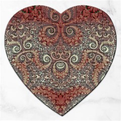 Red And White Color Swirls Jigsaw Puzzle (heart) by SpinnyChairDesigns