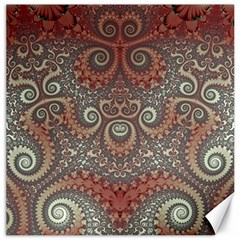 Red And White Color Swirls Canvas 16  X 16  by SpinnyChairDesigns