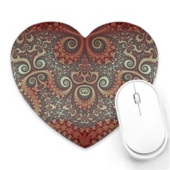 Red And White Color Swirls Heart Mousepads by SpinnyChairDesigns