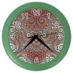 Red And White Color Swirls Color Wall Clock by SpinnyChairDesigns