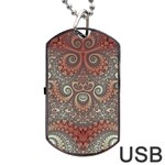 Red and White Color Swirls Dog Tag USB Flash (Two Sides) Front