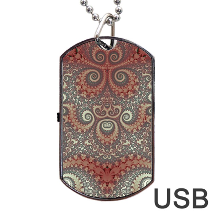 Red and White Color Swirls Dog Tag USB Flash (Two Sides)