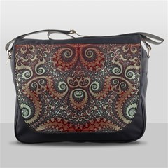 Red And White Color Swirls Messenger Bag by SpinnyChairDesigns