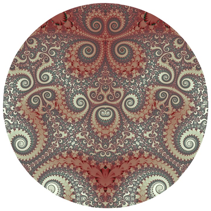 Red and White Color Swirls Wooden Puzzle Round