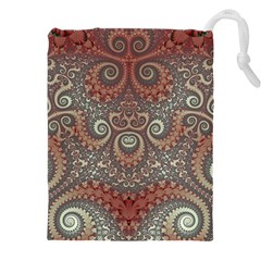 Red And White Color Swirls Drawstring Pouch (4xl) by SpinnyChairDesigns