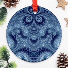 Royal Blue Swirls Ornament (round) by SpinnyChairDesigns