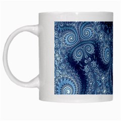 Royal Blue Swirls White Mugs by SpinnyChairDesigns