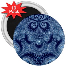 Royal Blue Swirls 3  Magnets (10 Pack)  by SpinnyChairDesigns