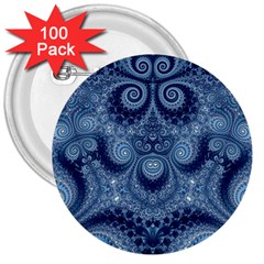 Royal Blue Swirls 3  Buttons (100 Pack)  by SpinnyChairDesigns