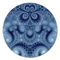 Royal Blue Swirls Magnet 5  (round) by SpinnyChairDesigns