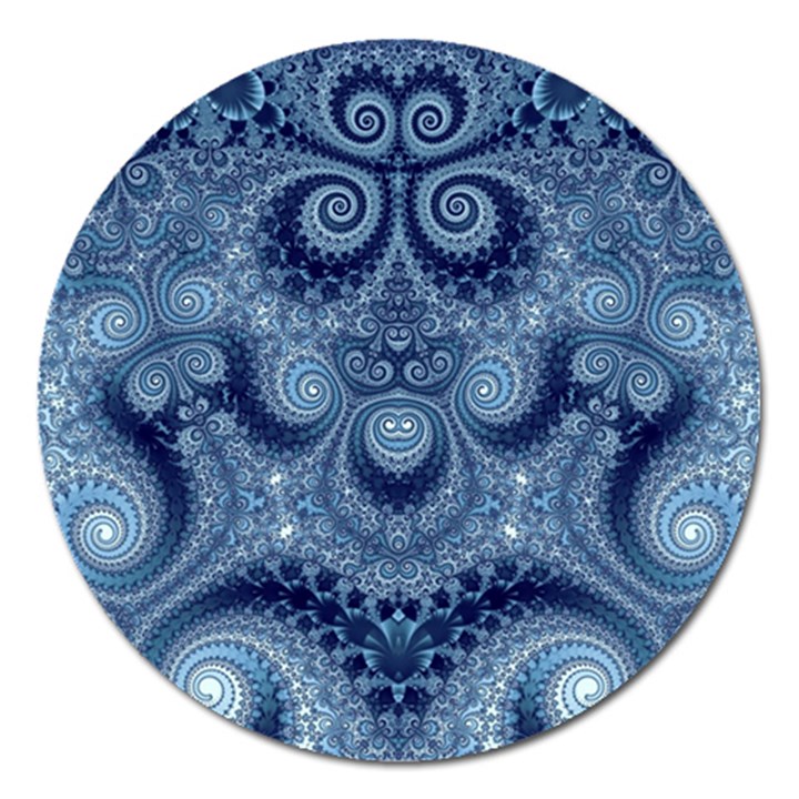 Royal Blue Swirls Magnet 5  (Round)