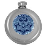 Royal Blue Swirls Round Hip Flask (5 oz) Front