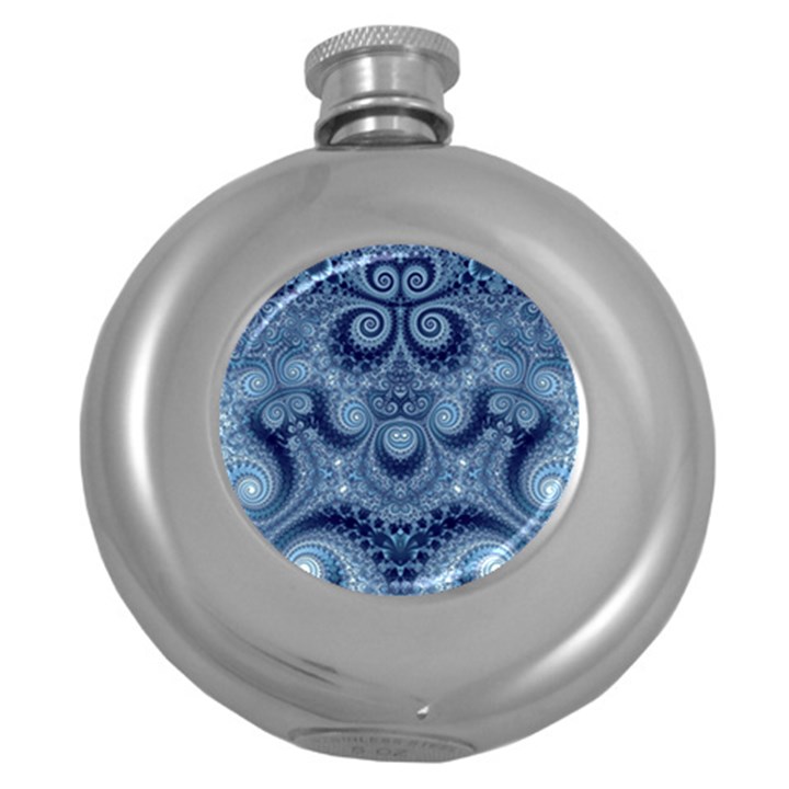 Royal Blue Swirls Round Hip Flask (5 oz)