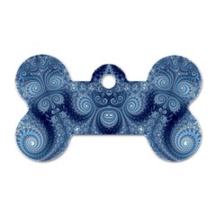 Royal Blue Swirls Dog Tag Bone (one Side) by SpinnyChairDesigns