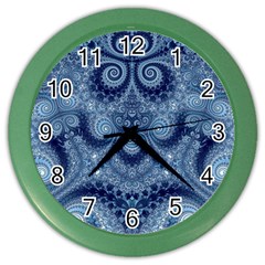 Royal Blue Swirls Color Wall Clock by SpinnyChairDesigns