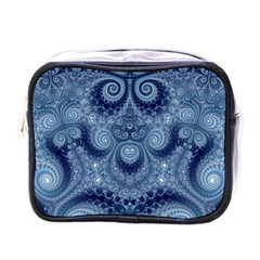 Royal Blue Swirls Mini Toiletries Bag (one Side) by SpinnyChairDesigns