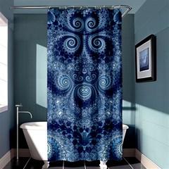 Royal Blue Swirls Shower Curtain 36  X 72  (stall)  by SpinnyChairDesigns