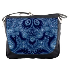 Royal Blue Swirls Messenger Bag by SpinnyChairDesigns