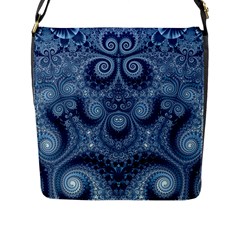 Royal Blue Swirls Flap Closure Messenger Bag (l) by SpinnyChairDesigns