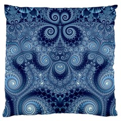 Royal Blue Swirls Large Flano Cushion Case (two Sides) by SpinnyChairDesigns