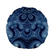 Royal Blue Swirls Standard 15  Premium Flano Round Cushions by SpinnyChairDesigns