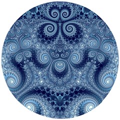 Royal Blue Swirls Wooden Puzzle Round by SpinnyChairDesigns