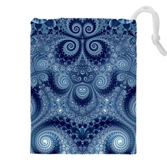 Royal Blue Swirls Drawstring Pouch (5xl) by SpinnyChairDesigns