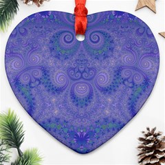 Mystic Purple Swirls Heart Ornament (two Sides) by SpinnyChairDesigns