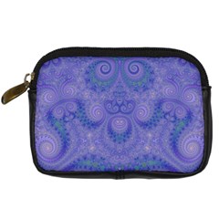 Mystic Purple Swirls Digital Camera Leather Case by SpinnyChairDesigns