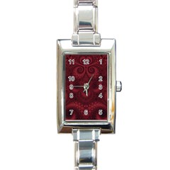 Burgundy Wine Swirls Rectangle Italian Charm Watch by SpinnyChairDesigns