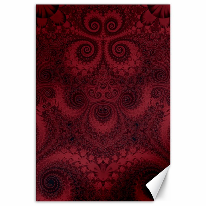 Burgundy Wine Swirls Canvas 12  x 18 