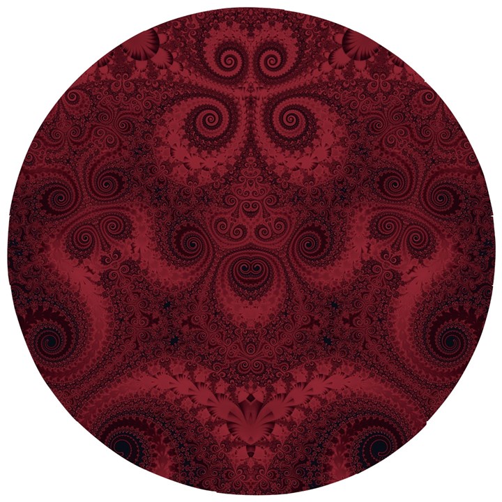 Burgundy Wine Swirls Wooden Puzzle Round