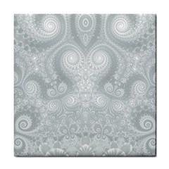 Ash Grey White Swirls Tile Coaster by SpinnyChairDesigns