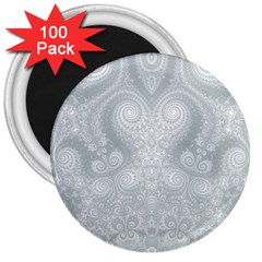 Ash Grey White Swirls 3  Magnets (100 Pack) by SpinnyChairDesigns