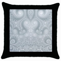 Ash Grey White Swirls Throw Pillow Case (black) by SpinnyChairDesigns